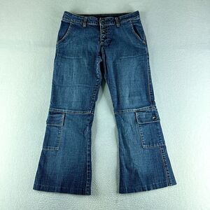 Kama Womens Jeans Blue Tag Size 5 (29x24) Low Rise Ankle Flared Cargo Denim